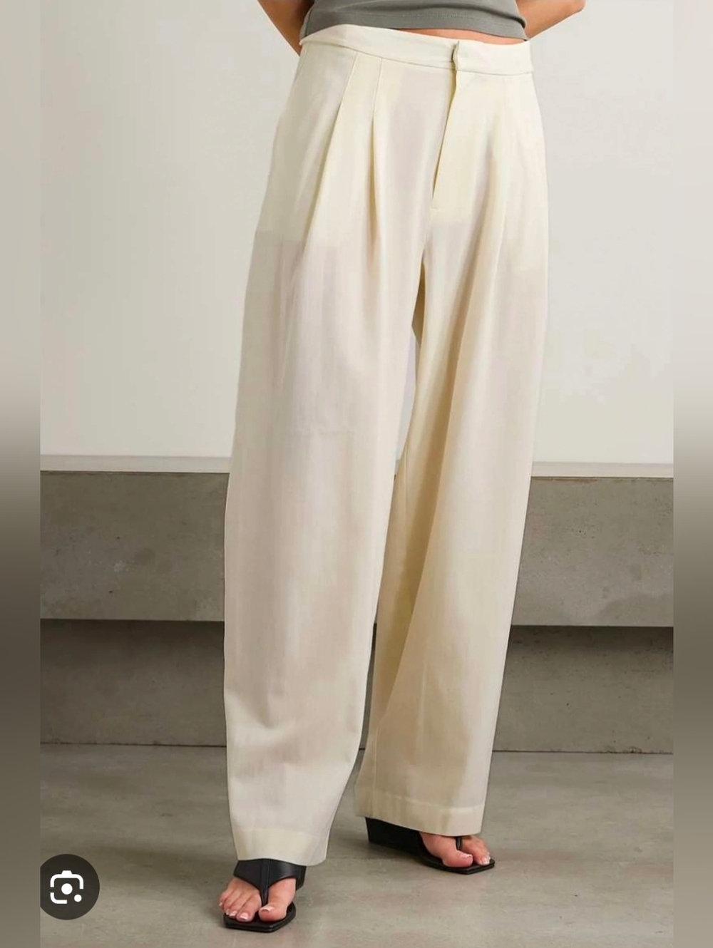 Parker Cream Wide-Leg Trousers Linen Pans Palazzo Classic